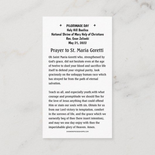 ST. CARTES SAINES MARIA GORETTI PARISH PILGRIMAGE (Dos)