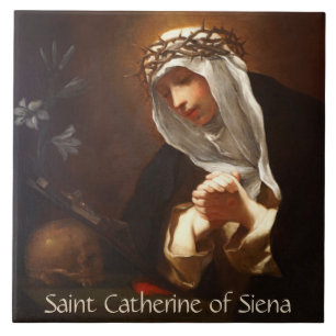 St. Catharina van Siena (Franceschini) keramische Tegeltje