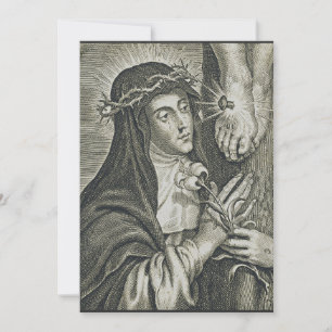St. Catharina van Siena Kruisiging Art Noir Geloof Bedankkaart