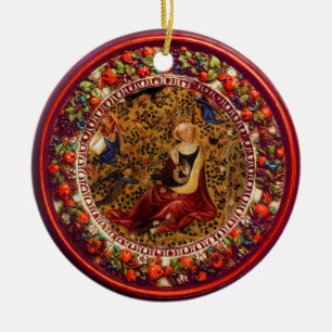 St. Catherine, Angels Red Floral Crown Kerstmis Keramisch Ornament