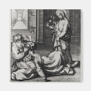 St. Catherine Exorcizing a Demon van een vrouw Magneet