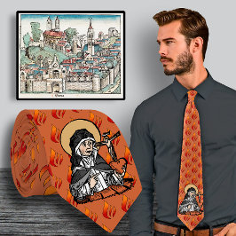 St. Catherine of Siena met Crucifix-Topped Heart Stropdas