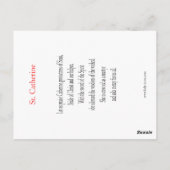 St. Catherine Prayer Card Briefkaart (Achterkant)