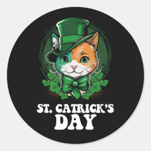 St Catricks Day Kat Liefhebbers St Patrick's Day Ronde Sticker