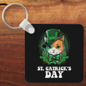 St Catricks Day Kat Liefhebbers St Patrick's Day Sleutelhanger (Voorkant)