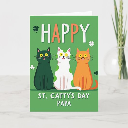 St Cattys Day Papa Cat Card Kaart (Voorkant)