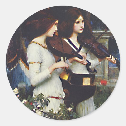 St Cecilia - John William Waterhouse Ronde Sticker (Voorkant)