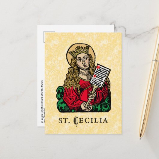 St. Cecilia met Hymn Board (Neurenberg) Briefkaart (Voorkant / Achterkant in situ)