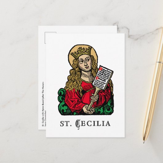 St. Cecilia met Hymn Board (Neurenberg) Briefkaart (Voorkant / Achterkant in situ)