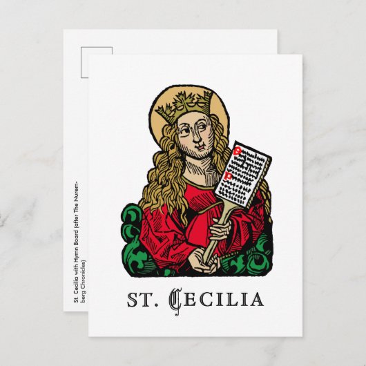 St. Cecilia met Hymn Board (Neurenberg) Briefkaart (Voorkant / Achterkant)