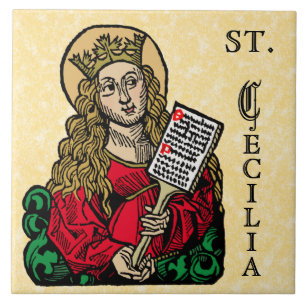 St. Cecilia met Hymn-bord (Neurenberg) Tegeltje