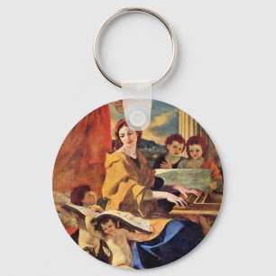 St. Cecilia van Poussin Nicolas (Beste kwaliteit) Sleutelhanger