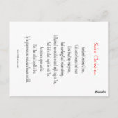 St. Christina Prayer Kaart (Achterkant)