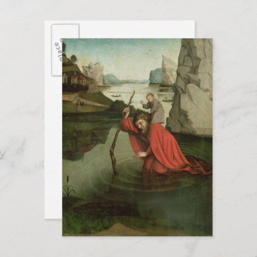 St. Christopher Carrying the Christus Child Briefkaart (Voorkant / Achterkant)