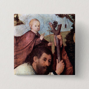 St. Christopher, detail 2 knoop Vierkante Button 5,1 Cm