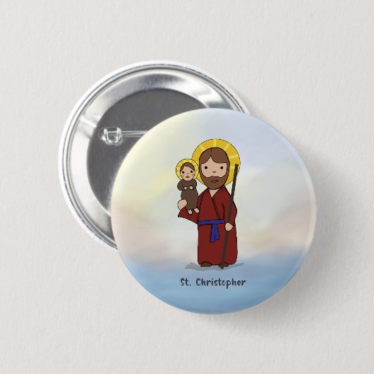 St. Christopher Feast Day Saint Ronde Button 5,7 Cm (Voorkant /achterkant)