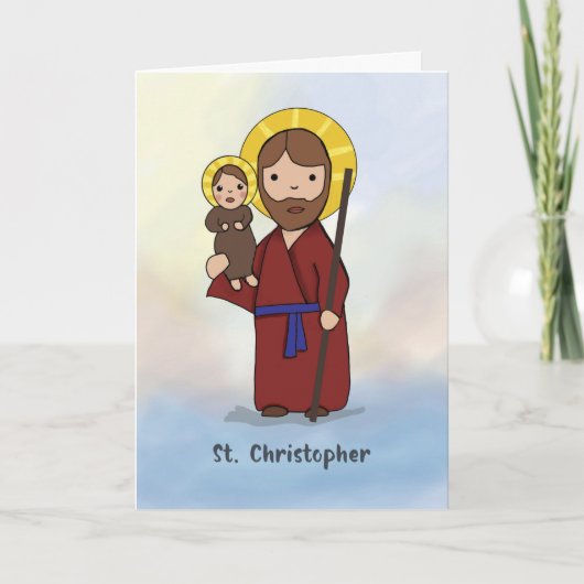 St. Christopher Feast Day Simple katholieke Saint Kaart (Voorkant)