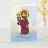 St. Christopher Feast Day Simple katholieke Saint Kaart (Gele Bloem)