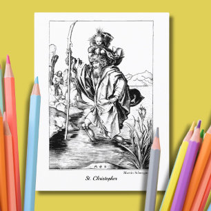 St. Christopher Medieval Fine Art Coloring Briefkaart
