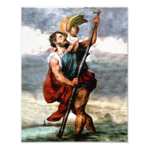 ST. CHRISTOPHER, PATRON SAINT OF TRAVELERS, FOTO AFDRUK