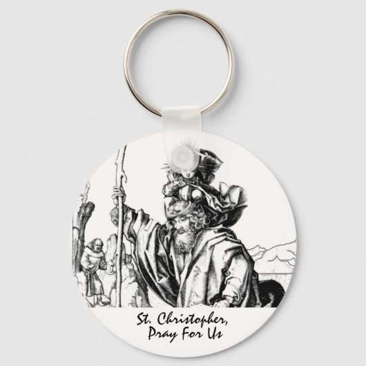 St. Christopher Pray voor ons  middeleeuwse kunst Sleutelhanger (Voorkant)