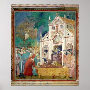 St. Clare Embraces het lichaam van St. Francis Poster
