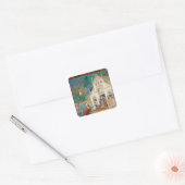 St. Clare Embraces het lichaam van St. Francis Vierkante Sticker (Envelop)