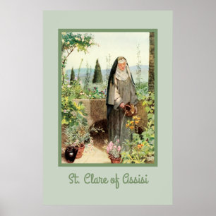 St. Clare of Assisi Watering Flowers (M 065) Poster