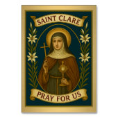 St. Clare van Assisi Katholieke Trouwtafel Kaart (Achterkant)