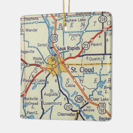 St. Cloud MN Map Keramisch Ornament (Links)