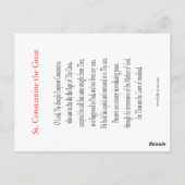 St. Constantine de Grote Prayer Card Briefkaart (Achterkant)