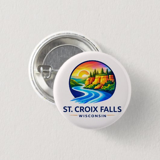 St. Croix Falls Wisconsin Scenic River & Cliffs Ronde Button 3,2 Cm (Voorkant /achterkant)
