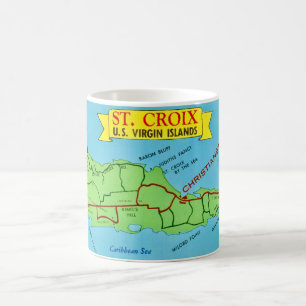 St Croix Kaart Ansichtkaart Blauwe Mok
