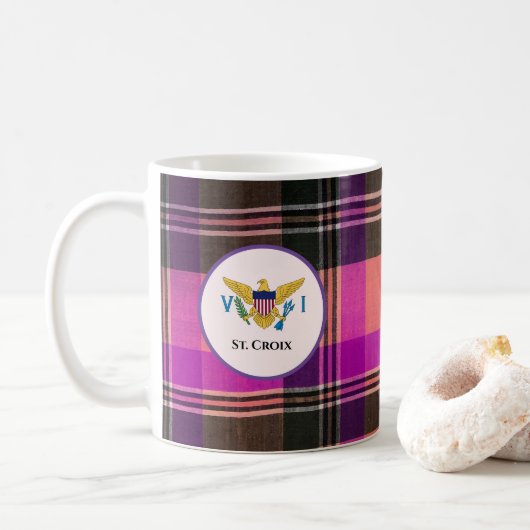 St. Croix Maagdeneilanden Vlag Madras USVI Koffiemok (Met donut)