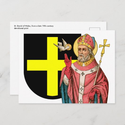 St. David of Wales (P 001) en Zijne Schild Briefkaart (Voorkant / Achterkant)