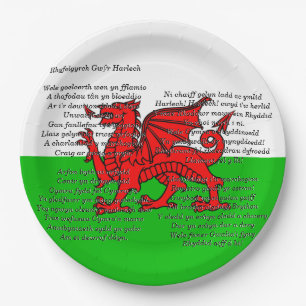 St Davids Dag Kerst Mannen van Harlech 9" Papieren Bordje