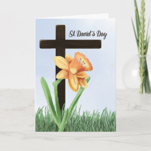 St Davids Day Daffodil Over Cross Kaart