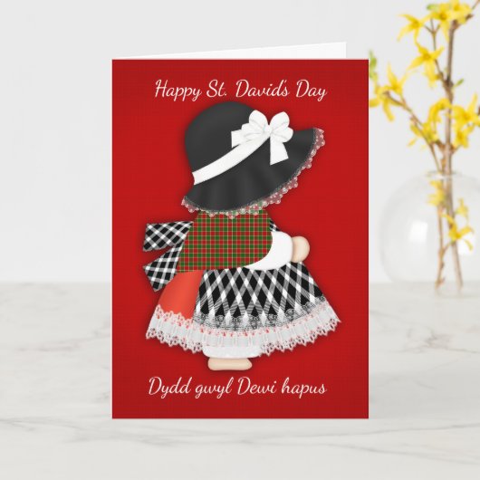 St. David's Day Welsh Doll, Carte de voeux (Fleur jaune)