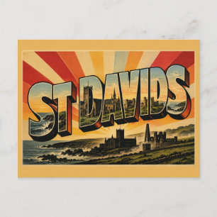 St Davids Wales Oude Reis Kunst Briefkaart