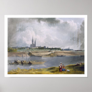 St. Denis, uit 'Uitzichten op de Seine', gegraveer Poster