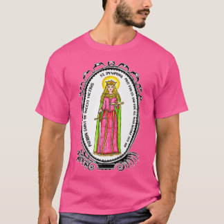 St Dymphna Purity Lily Patron Saint Mental Health  T-shirt