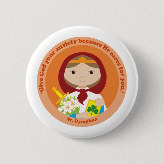 St. Dymphna Ronde Button 5,7 Cm (Voorkant)