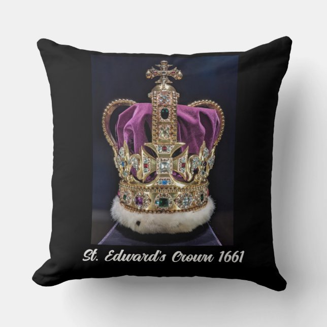 St. Edward's Crown 1661 (bewerkbare tekst) Kussen (Voorkant)