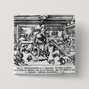 St. Eligius als goudsmid in zijn werkplaats Vierkante Button 5,1 Cm