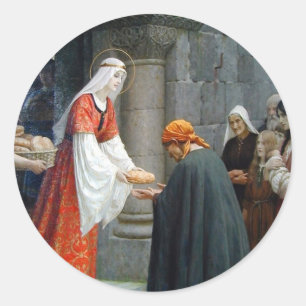 St. Elizabeth of Hungary voedt de armen Ronde Sticker