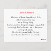 St. Elizabeth Prayer Card Briefkaart (Achterkant)