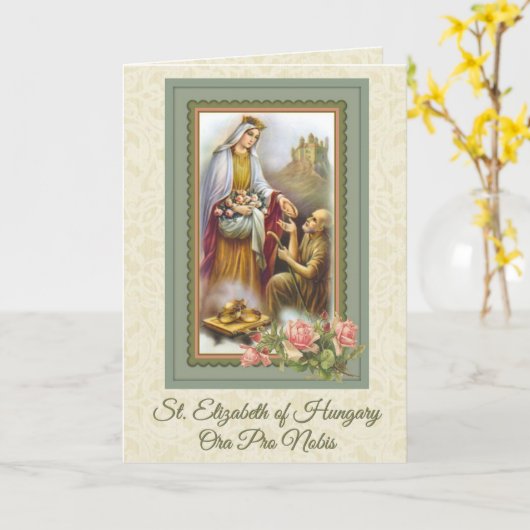 St. Elizabeth van het Hongaarse katholieke gebed Kaart (Gele Bloem)