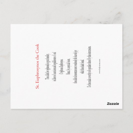 St. Euphrosynos de Cook Prayer Card Briefkaart (Achterkant)