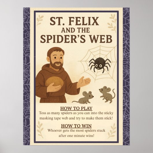 St. Felix Spider's Web Katholieke Sint Spel Teken Poster (Voorkant)