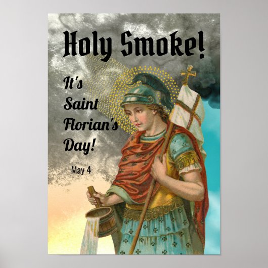 St. Florian met Bucket (Rook; M 019) Poster (Voorkant)